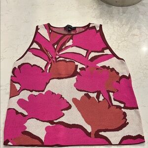 Ann Taylor Floral Pink Sleeveless Knit Top